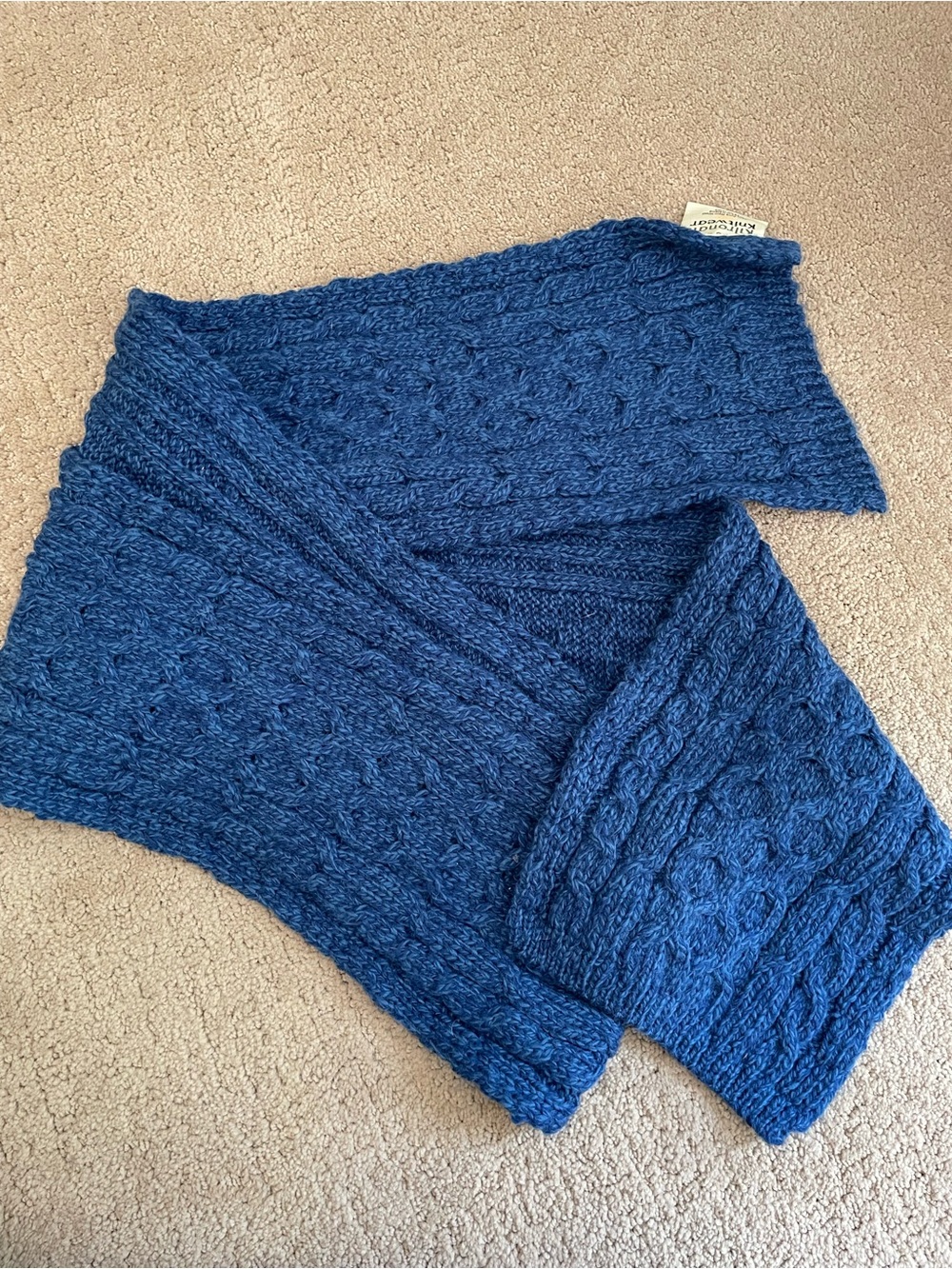 Kilronan Cable Knit Blue Scarf